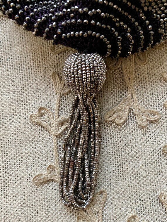 Antique Silk and Steel Cut Beaded Purse - image 5