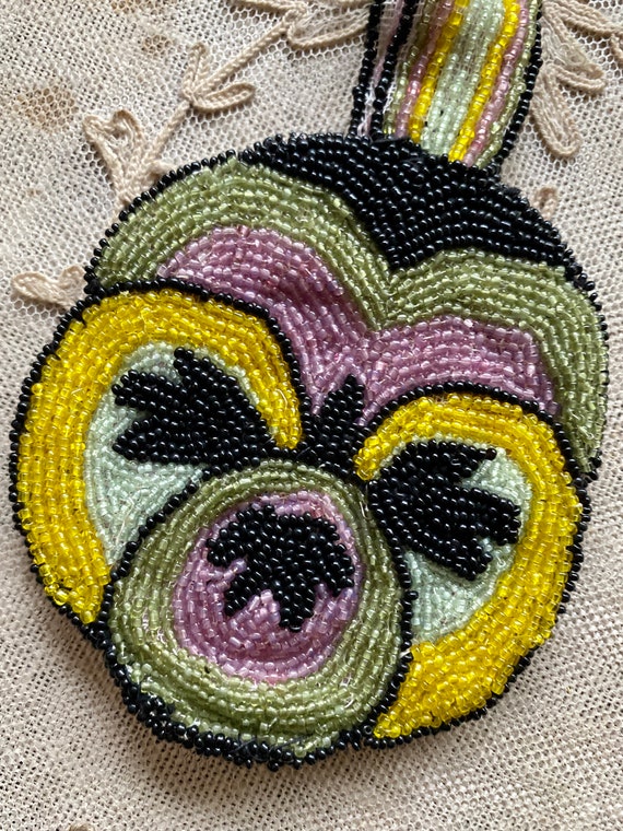 Antique Beaded Pansy Coin Purse