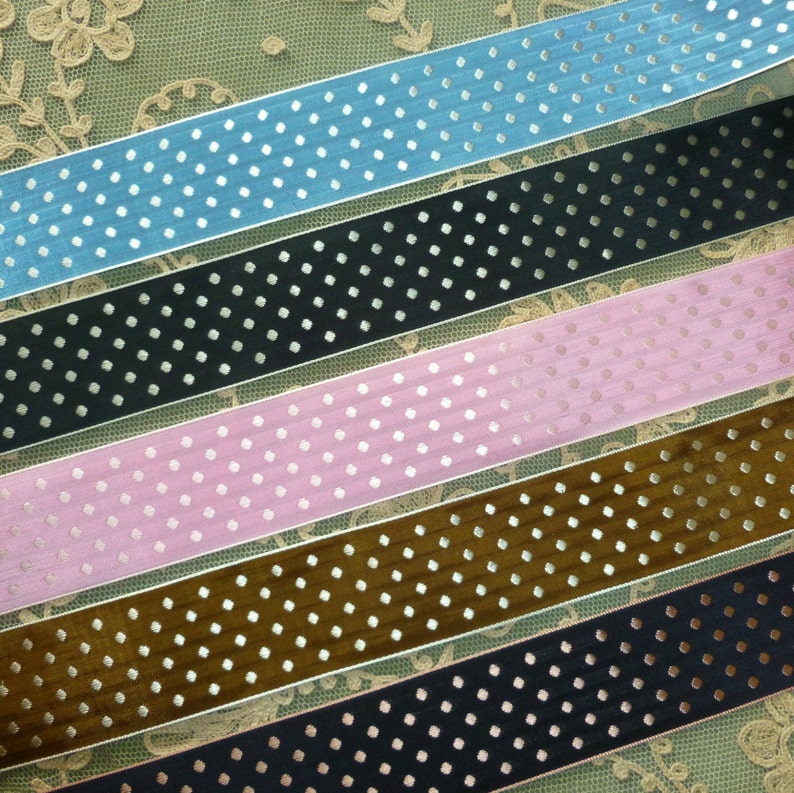 Vintage WOVEN Polka Dot Ribbon image 5