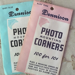 Vintage Dennison Baby Pink or Blue Photo Corners
