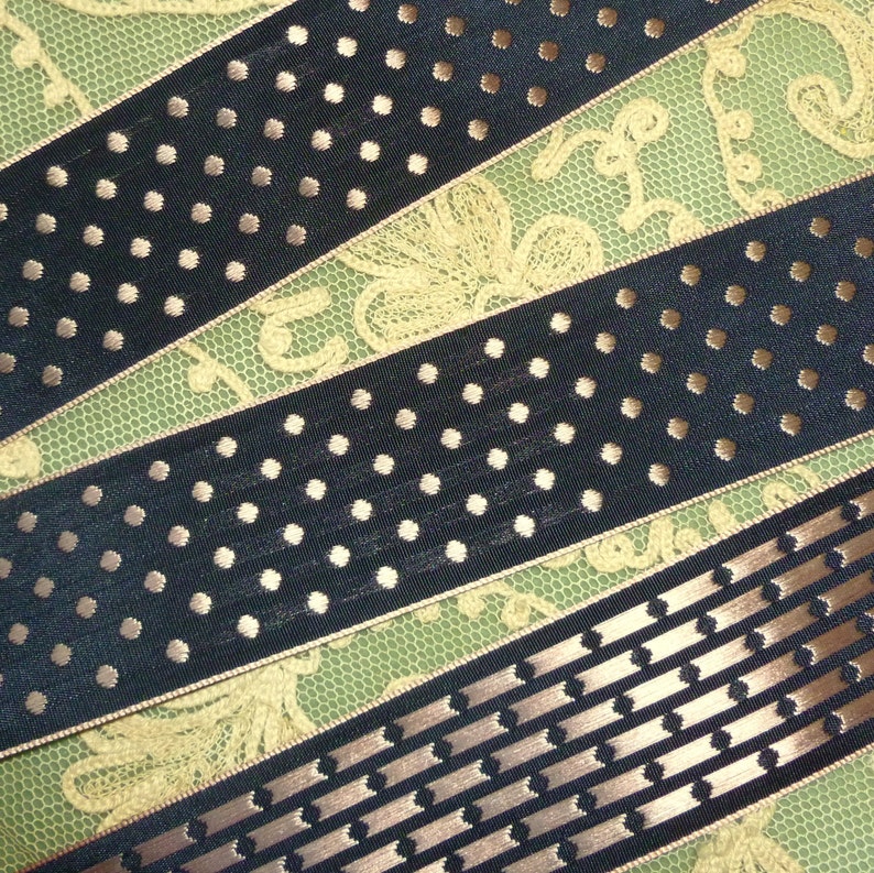 Vintage WOVEN Polka Dot Ribbon image 3