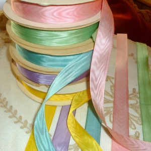 5 Yards Vintage Moire Ribbon Easter Colors