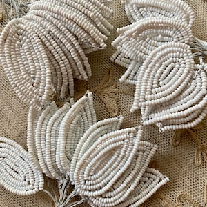 One Dozen Antique French Beaded Leaves