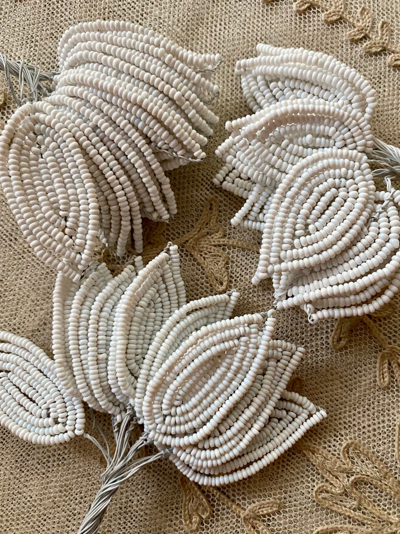 One Dozen Antique French Beaded Leaves | Etsy