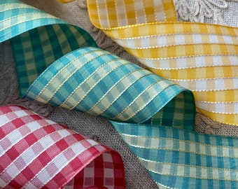 Four Different Choices of Vintage Mid Century Check Ribbon