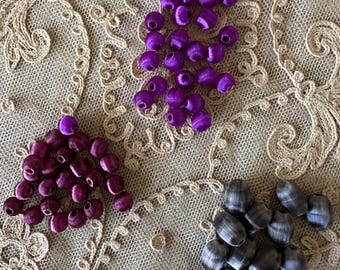 One Dozen Silky Floss covered Beads