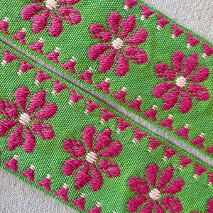Vintage Shocking Pink and Lime Green Flower Power Trim