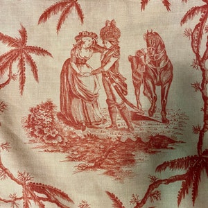 French Toile Linen Pillow Cover With New Feather insert