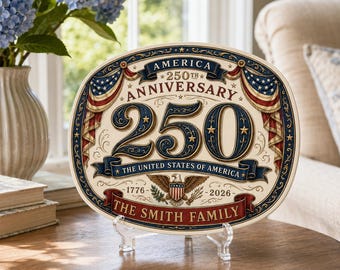 America 1776 Dienblad, patriottische decoratieve schotel, rood wit blauw tafeldecor, Americana Collectible