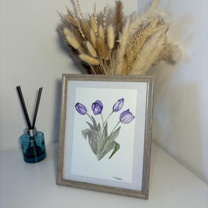 Aquarelle unique Bouquet de Tulipes