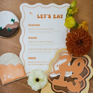Możliwość dostosowania menu falistego | Motyw retro funky | Przyjęcie weselne | Wydarzenia specjalne | Kolacje