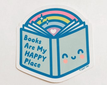 Book Sticker, Book Lover Sticker, Water Bottle Sticker, Laptop Sticker, Rainbow Sticker, Kawaii Sticker, Teacher Gift, Book Lover Gift, Read