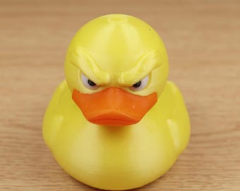 Angry Mad Duck Collectible Desk Decor | 3D Printed Yellow Toy (2" Tall)