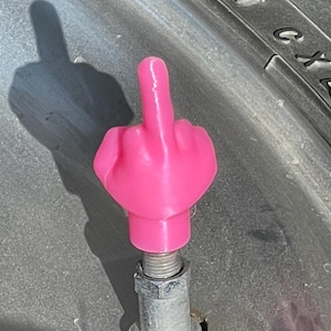 Middle Finger Tire Valve Caps | Set of 4 Prank Car Accessory | Universal Fit Truck SUV Bike Air Covers | Funny Gag Gift