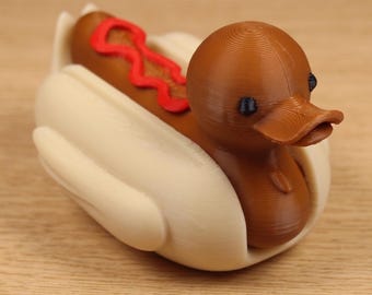 Dachshund Hot Dog Duck | 3D Printed Collectible Desk Decor (2" Height)