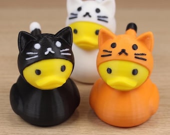 Cat Costume Duck Toy | Collectible Desk Decor, Plastic Miniature