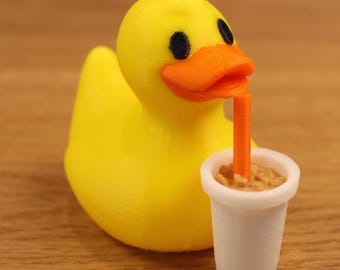 Iced Coffee Duck Desk Decor – Office Worker, Car Dashboard Companion