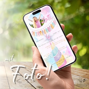 Digital invitation for children&#39;s birthday | Unicorn invitation | Create digital invitation | Birthday eCard | WhatsApp