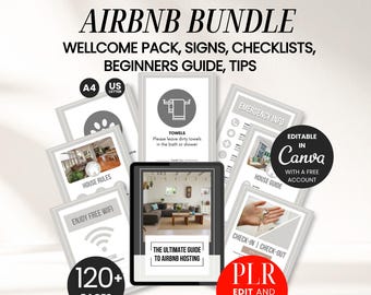 The Ultimate Airbnb Bundle Plr Mrr Airbnb Wellcome Book Editable Airbnb Sign VRBO Template Bundle Editable Canva Template with Resell Rights
