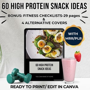 60 High Protein Snack Ideen Rezeptbuch Plr Mrr Ebook Vorlage Canva Vorlage Plr Fitness Journal Ernährung Blei Magnet High Protein Lebensmittel