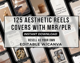 125 Aesthetic Reel Cover Vorlage Plr Mrr, Canva Bearbeitbare IG Reel Covers, Instagram Reel Covers Bundle-Vorlagen mit Wiederverkaufsrechten