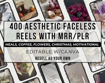 400 Faceless Reels Bundle Plr Mrr Faceless Instagram Templates Canva Editable Video Templates Aesthetic Reels Bundle with Resell Rights