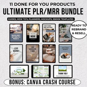 PLR MRR Bundle für passives Einkommen, Verkaufen auf Etsy, DFY digitale Produkte, Master Resell Right, Ebook Canva Templates, Resell digitale Produkte