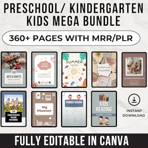 Vorschulaktivitätspaket Plr Mrr Vorschularbeitsblätter zum Ausdrucken Kindergarten Bundle Homeschool Arbeitsblätter Canva Arbeitsbuch Kinder