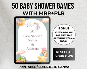 Baby Shower Games Plr Mrr Baby Shower Games Editable Canva Template Baby Shower Games Printable  Ebook Digital Product Plr Mrr Ebook
