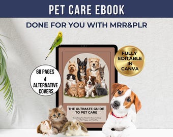MRR PLR Pet Care Essentials Ebook Template Editable Canva Ebook Done For You Plr Mrr Canva Templates