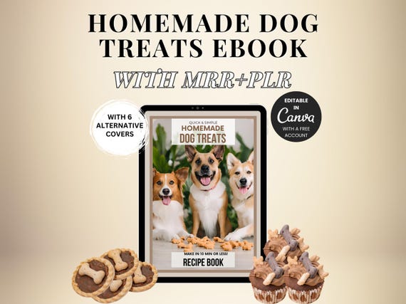 Homemade Dog Treats Recipe Ebook, Canva Template (PLR & MRR)