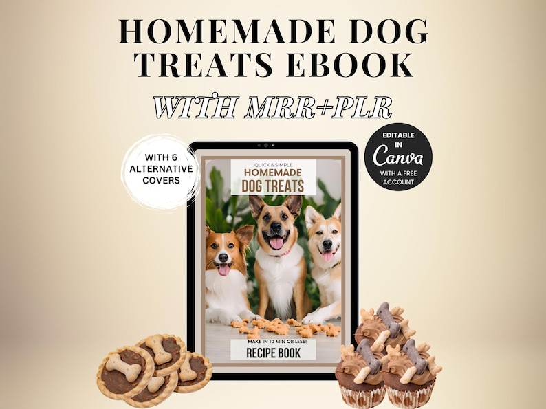 Homemade Dog Treats Recipe Ebook, Canva Template (PLR & MRR) image 1