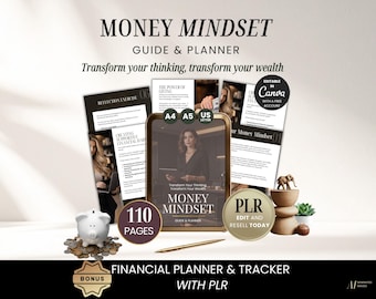 Money Mindset Guide & Planner Canva Templates PLR, DFY Wealth Mindset Planner Printable and Digital, Plr Digital Products to resell