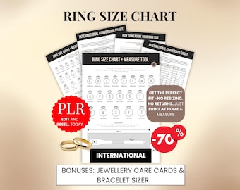 Plr Ring Size Chart Printable, International Ring Sizer Pdf, Printable Ring Size Finder International, Instant Download, Canva Template PDF
