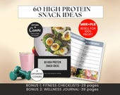 High Protein Snack Ideas Resell Ebook Canva Template PLR MRR Wellness Journal Tracker Fitness Templates Plr Digital Products Passive Income