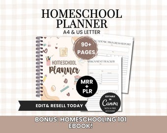 Homeschool Planner Printable Homeschool Digital Planner Plr Mrr Homeschool Template Canva Planner Homeschool Printables for Homeschool Mom
