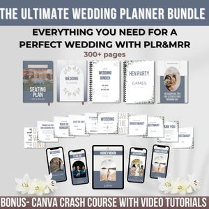 Planificateur de mariage tout-en-un Ensemble de mariage Modèle Canva Itinéraire Jeux d'enterrement de vie de jeune fille Liste de contrôle pour mariage Livre d'or de mariage Programme de mariage