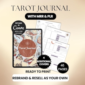 Tarot Journal Plr Mrr, druckbare Tarot Journal Vorlage, digitales Tarot Journal PLR MRR, bearbeitbare Canva Vorlage, digitaler Download
