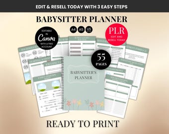 Babysitter Planner Plr Editable, Babysitter Guidebook Printable, Digital Planner for Parents, Nanny Binder Plr, Done for You Canva Templates