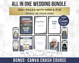 Wedding Planner Template Bundle, Canva Itinerary (PLR, MRR)