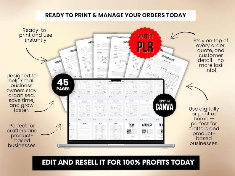 Small Business Order Form Plr Bundle Canva Template Invoice Tracker ...