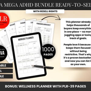 ADHD Life Planner & Calendar Bundle PLR Adhd Digital Planner with Resell Rights Canva Templates Editable Adhd Planner Printable Plr, plr digital products,  digital planner, printable planner, productivity planner