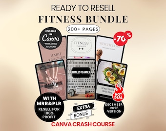 Fitness Bundle Plr Mrr Fitness Planner Printable Weight Loss Tracker Plr Workout Tracker Habit Tracker Resell Rights Canva Template Bundle