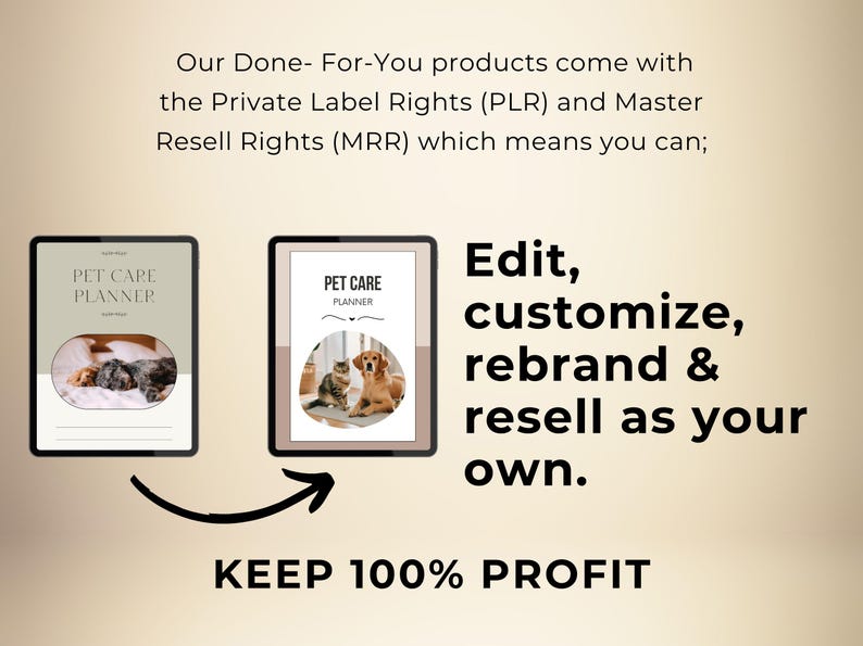 Pet Care Planner Printable, Pet Checklist Template Canva, Digital Pet Planner with Master Resell Rights, Canva Template Plr Mrr image 7