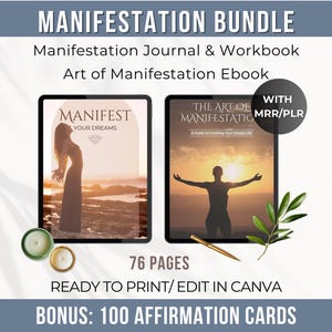 Diario de manifestación Plr con derechos de reventa maestra Plantilla de libro electrónico Canva Productos digitales Plr Tarjetas de afirmación Mrr Coaching Plr