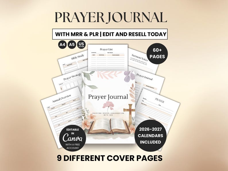 Prayer Journal Template Plr Mrr Bible Study Guide Digital Bible Study ...