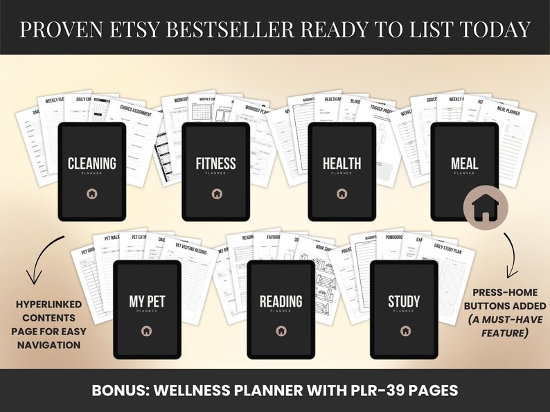 ADHD Life Planner & Calendar Bundle PLR Adhd Digital Planner with Resell Rights Canva Templates Editable Adhd Planner Printable Plr, plr digital products,  digital planner, printable planner, productivity planner