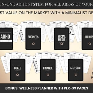 ADHD Life Planner & Calendar Bundle PLR Adhd Digital Planner with Resell Rights Canva Templates Editable Adhd Planner Printable Plr, plr digital products,  digital planner, printable planner, productivity planner