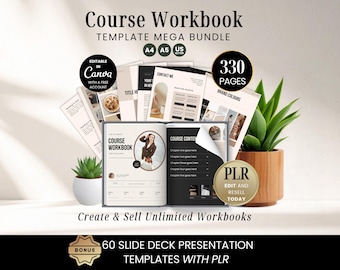 Course Workbook Template Mega Bundle PLR, Course WorkBook Canva, Coaching Workbook with Resell Rights, Printable Digital Course Worksheet