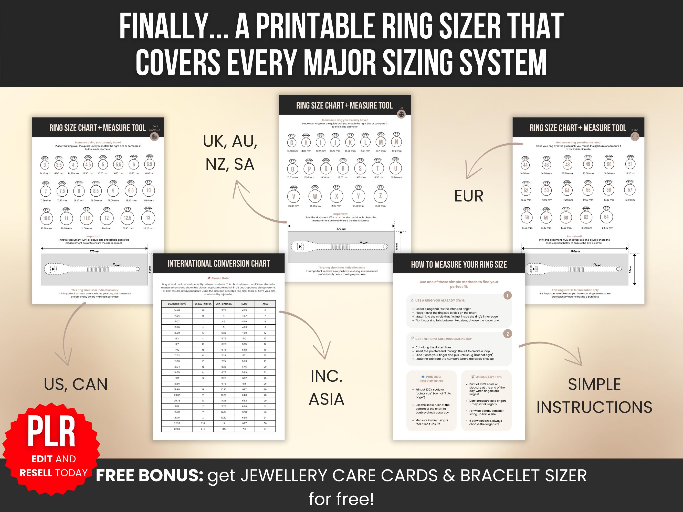 Plr Straight Rings Plr Ring Size Chart Printable, International Ring Sizer Pdf, Printable ...